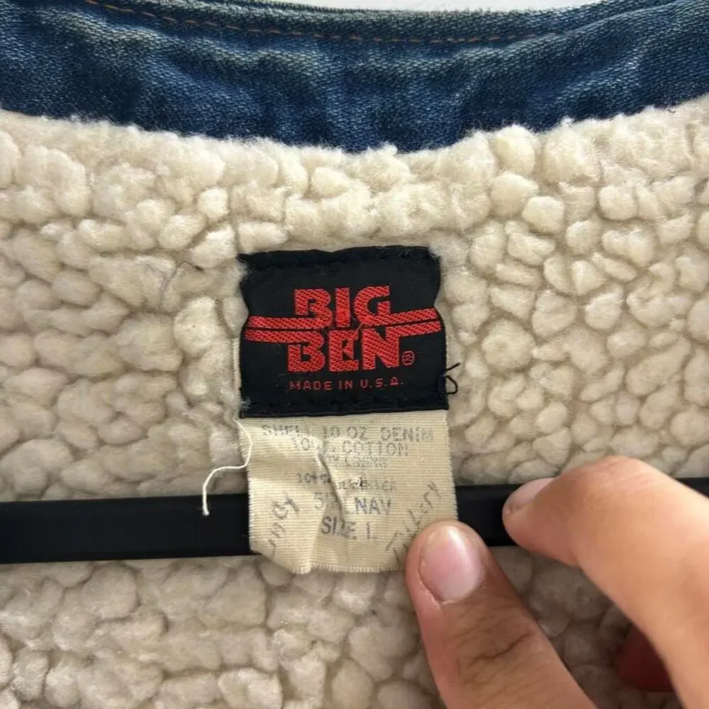 VTG 80s Big Ben Sherpa Lined Denim Vest